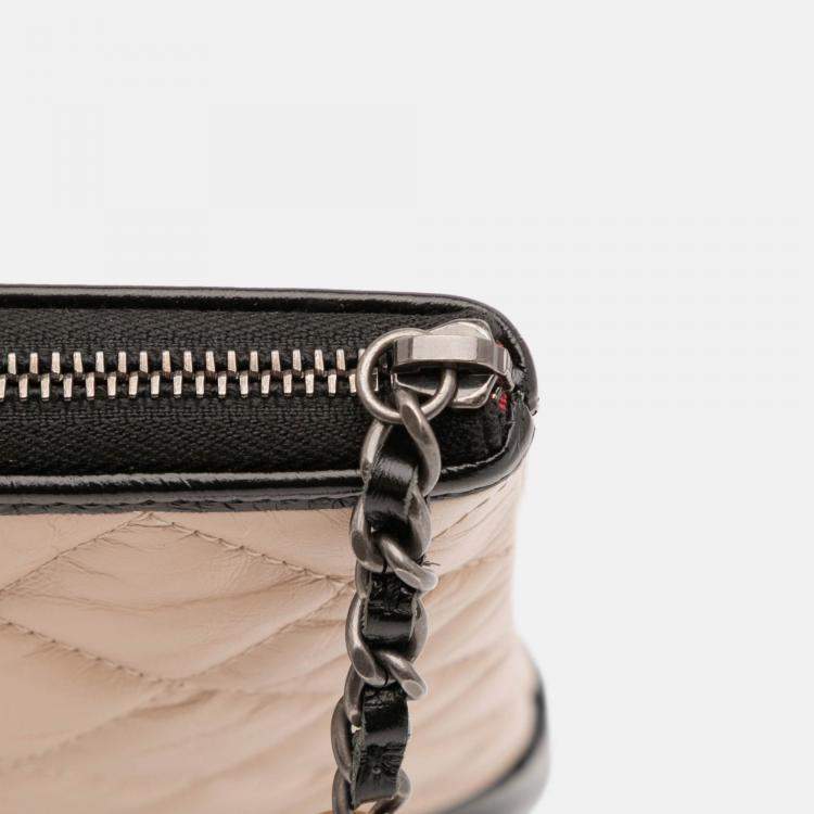 Pre Owned Chanel Beige Large Aged Calfskin Gabrielle O Case Clutch