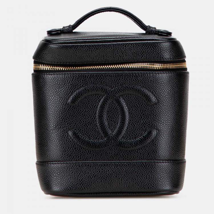 Pre Owned Chanel Black CC Caviar Vanity Bag