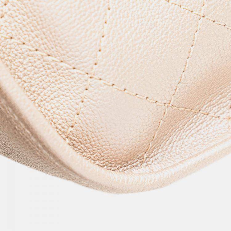 Pre Owned Chanel Gold Metallic Calfskin Quilted Jungle Stroll Hobo