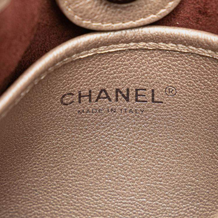 Pre Owned Chanel Gold Metallic Calfskin Quilted Jungle Stroll Hobo