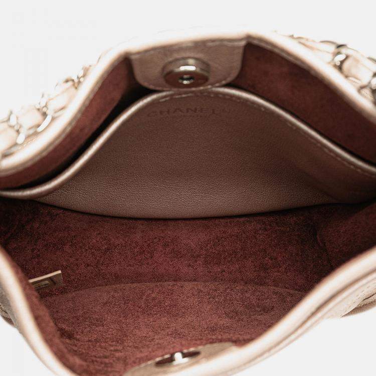 Pre Owned Chanel Gold Metallic Calfskin Quilted Jungle Stroll Hobo