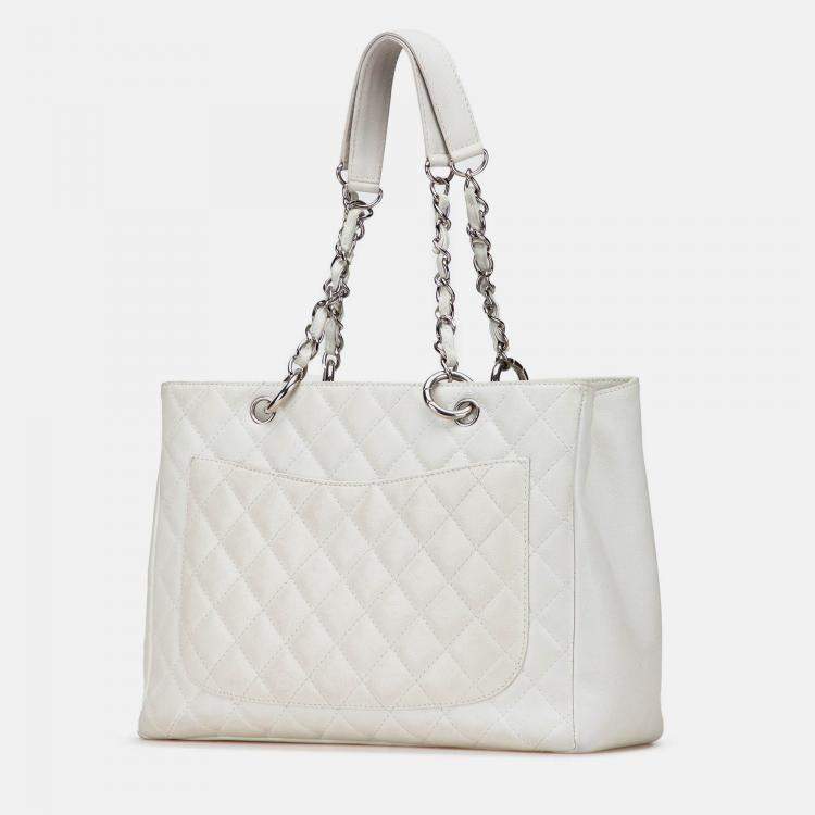 Pre Owned Chanel White Caviar Grand Shopping Tote