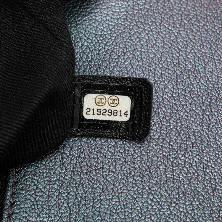 Pre Owned Chanel Purple Small Iridescent Goatskin Double Carry Waist Chain Flap
