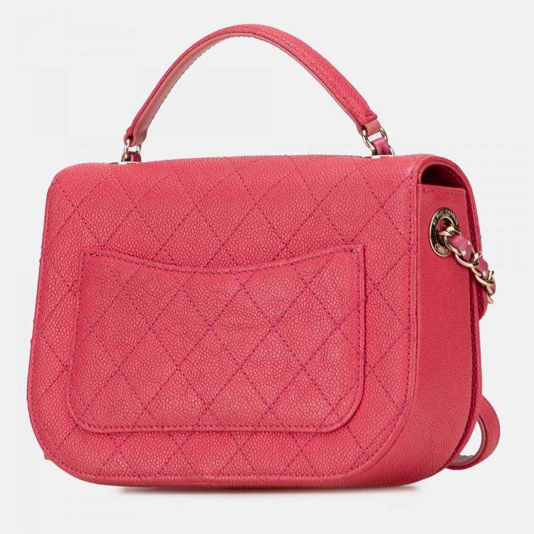 Pre Owned Chanel Pink Small Caviar Paris Cuba Thread Around Flap