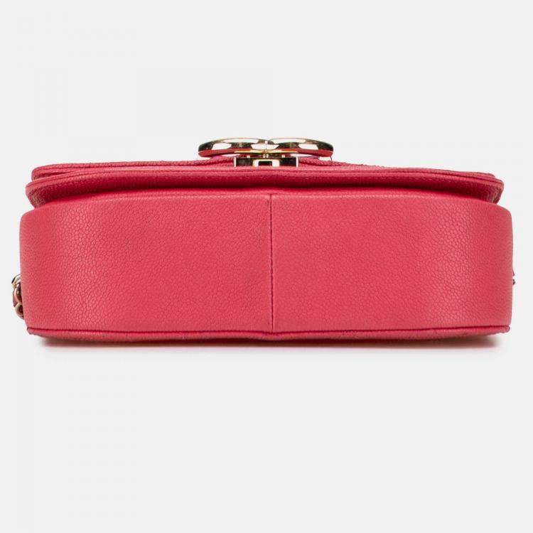 Pre Owned Chanel Pink Small Caviar Paris Cuba Thread Around Flap