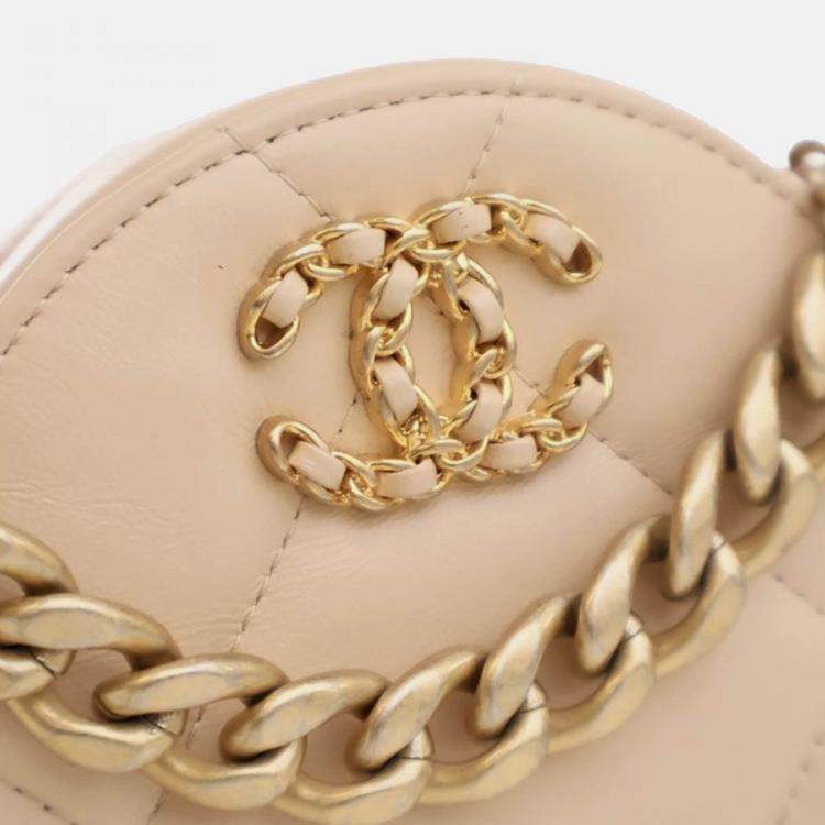 Pre Owned Chanel Brown Calfskin 19 Round Clutch with Chain