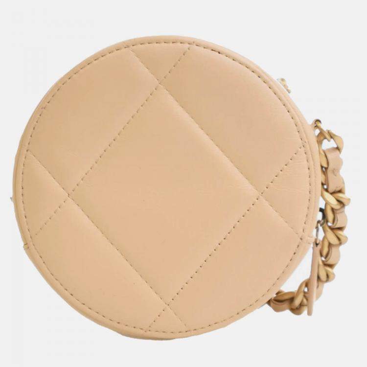 Pre Owned Chanel Brown Calfskin 19 Round Clutch with Chain