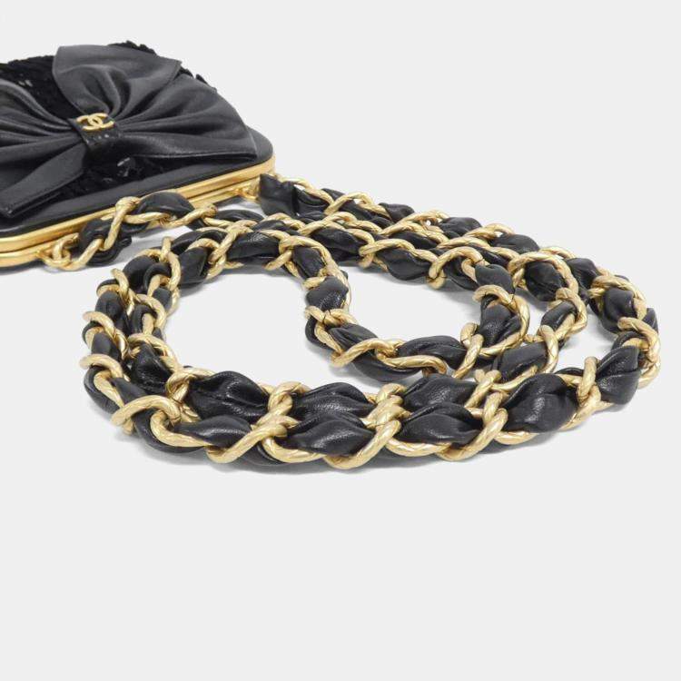 Pre Owned Chanel Black Spangle Chain Clutch