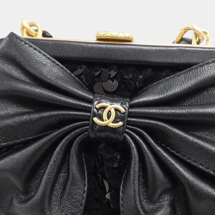 Pre Owned Chanel Black Spangle Chain Clutch