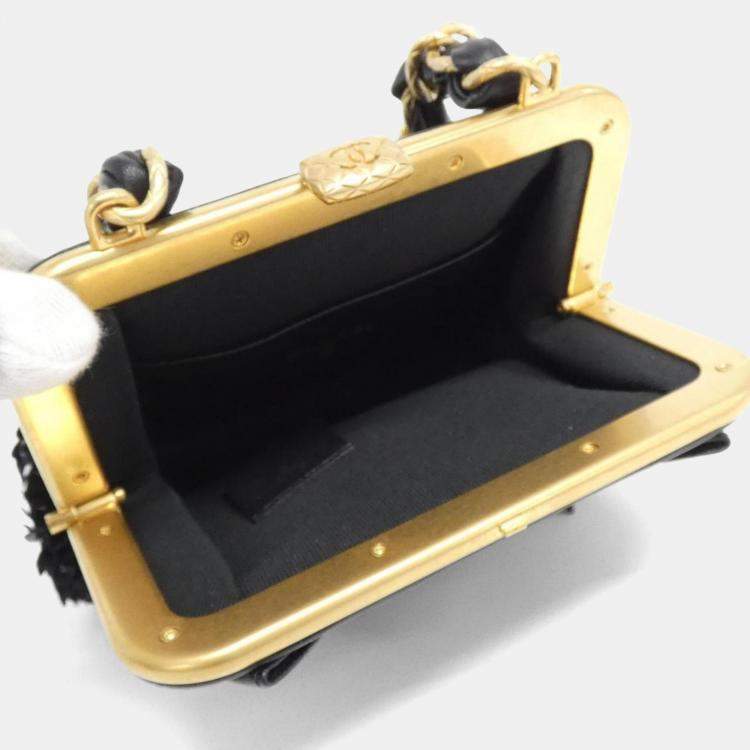 Pre Owned Chanel Black Spangle Chain Clutch