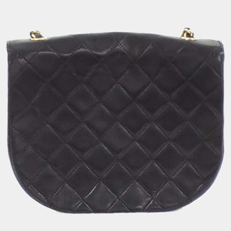 Pre Owned Chanel Black Lambskin Shoulder Bag