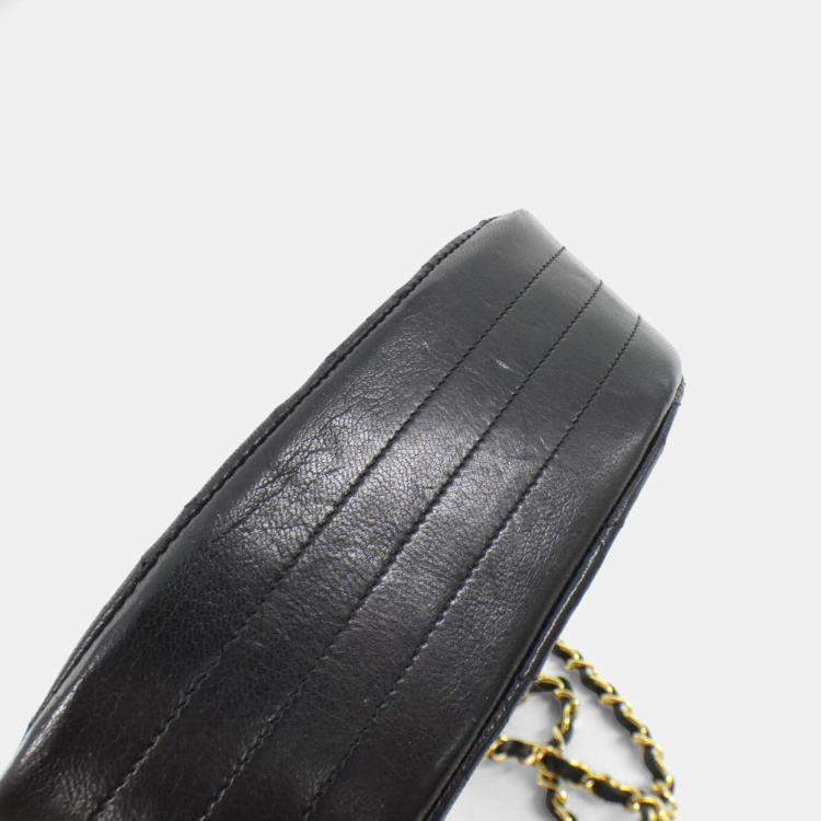 Pre Owned Chanel Black Lambskin Shoulder Bag