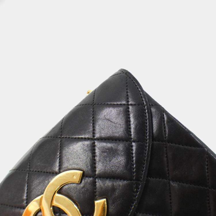 Pre Owned Chanel Black Lambskin Shoulder Bag