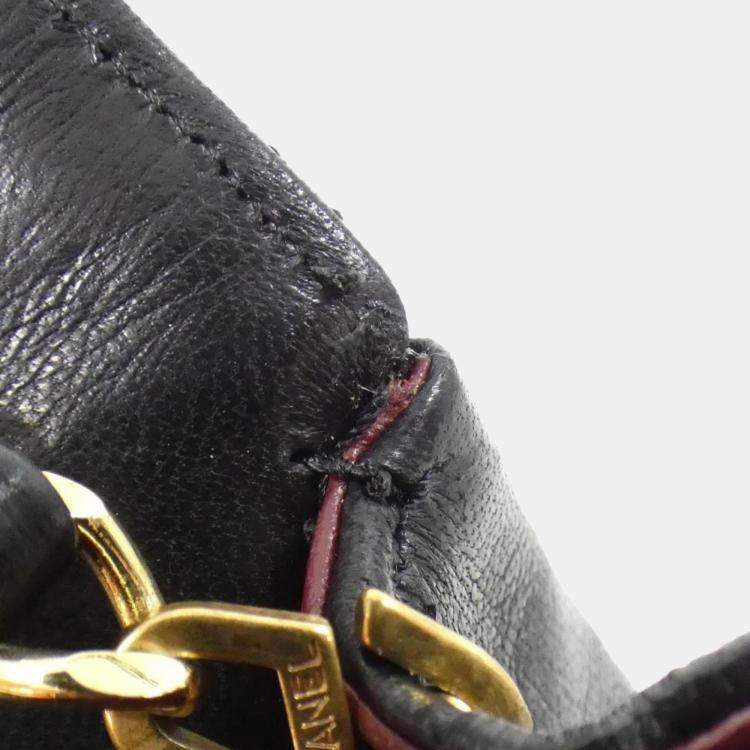 Pre Owned Chanel Black Lambskin Shoulder Bag