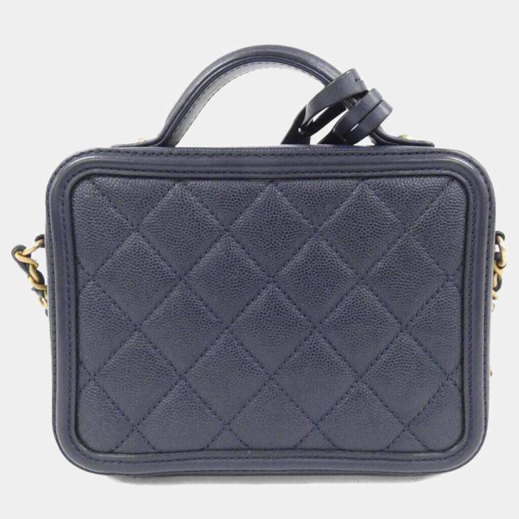 مملوكة مسبقًا Chanel CC Quilted Navy Caviar Leather  Bag