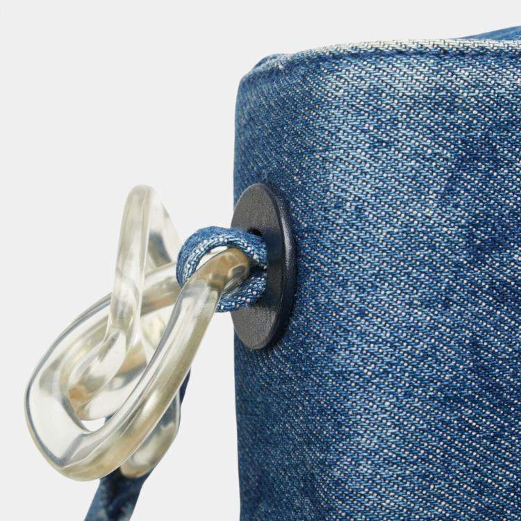 Pre Owned Chanel Coco Mark Shoulder Bag Indigo Blue Denim