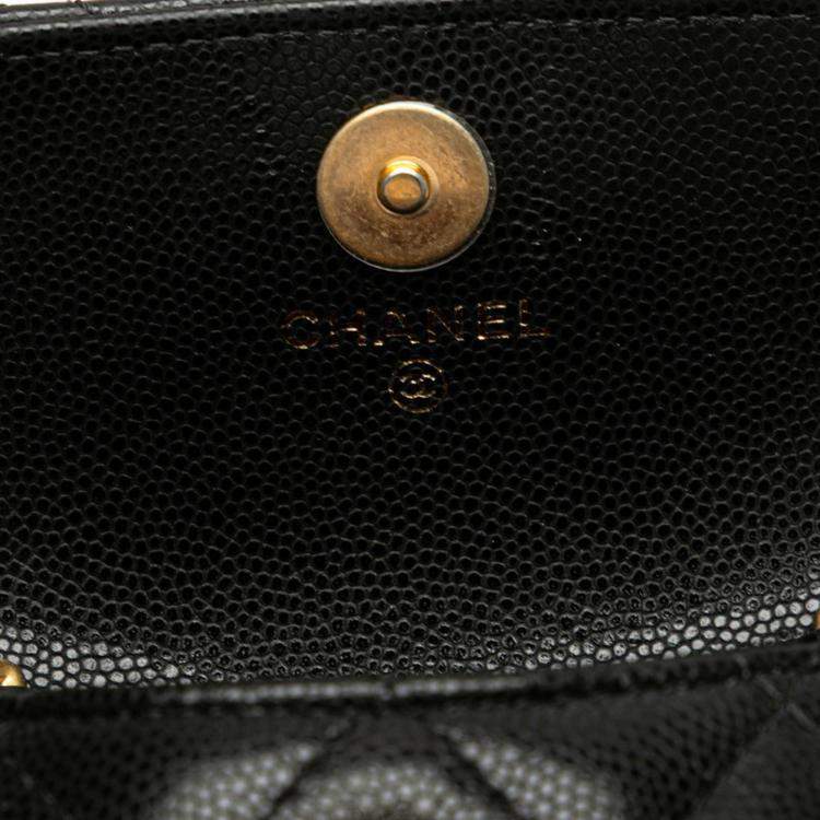 Pre Owned Chanel Mini Matelasse Coco Mark In Black Caviar Skin Waist Bag