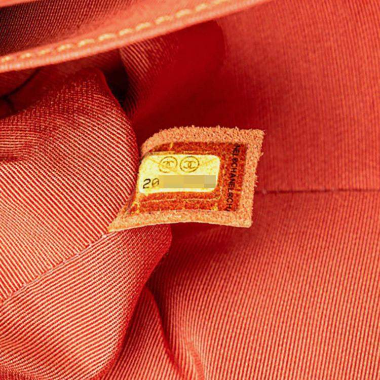Pre Owned Chanel Coco Mark Boy 25 Shoulder Bag In Orange Multicolored Tweed And Lambskin