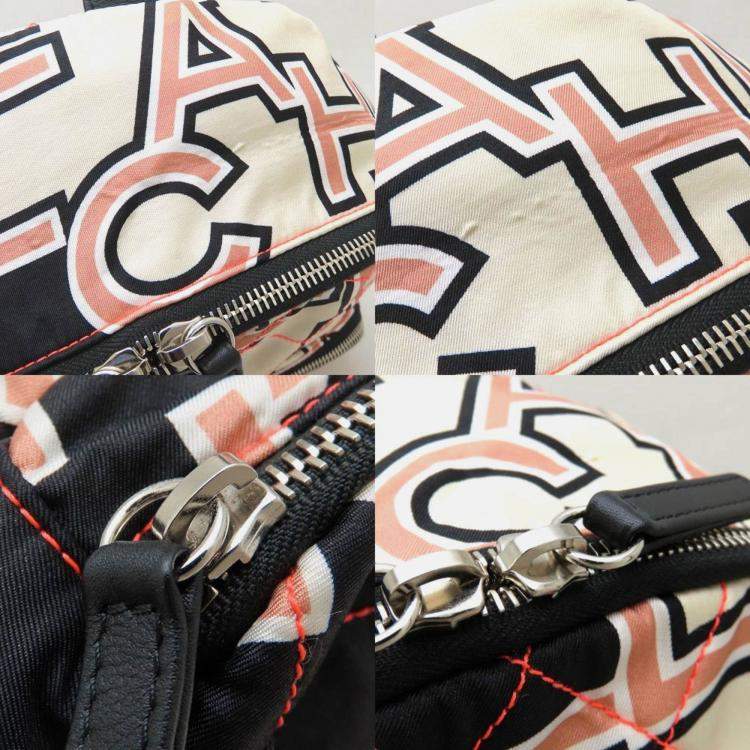 Pre Owned Chanel Matelasse Neon Backpack In Nylon And Leather Ivory Black Pink