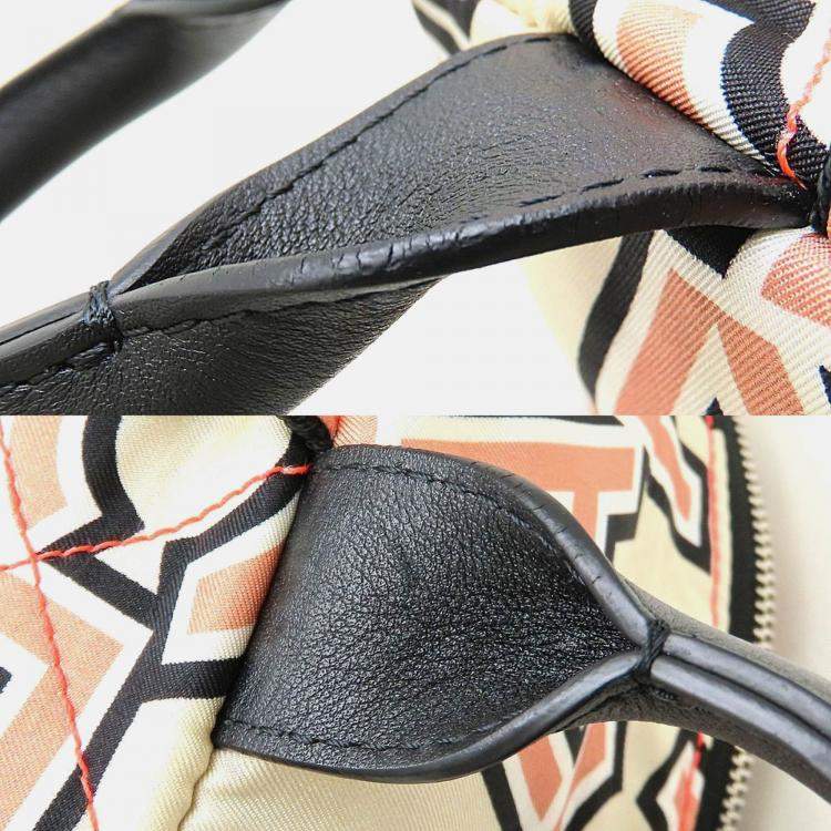 Pre Owned Chanel Matelasse Neon Backpack In Nylon And Leather Ivory Black Pink