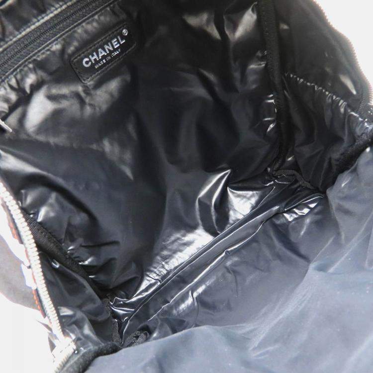 Pre Owned Chanel Matelasse Neon Backpack In Nylon And Leather Ivory Black Pink