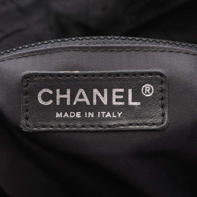 Pre Owned Chanel New Travel Line Black Nylon Coco CC Shoulder Tote Bag