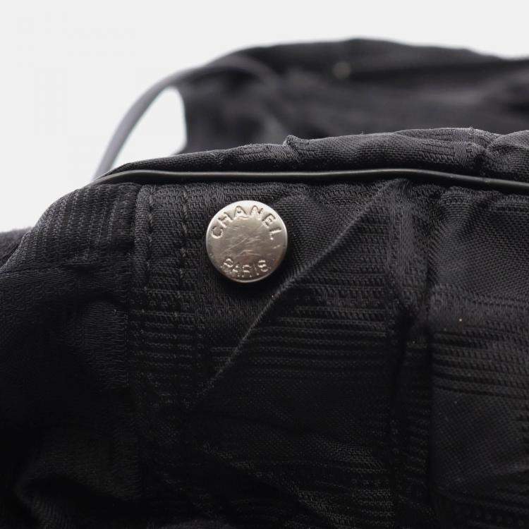 Pre Owned Chanel New Travel Line Black Nylon Coco CC Shoulder Tote Bag