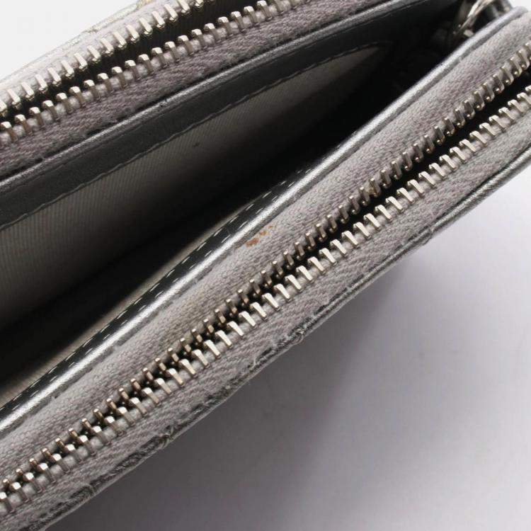 Pre Owned Chanel Coco Chevron V Stitch Silver Patent Leather  Chain Shoulder Bag