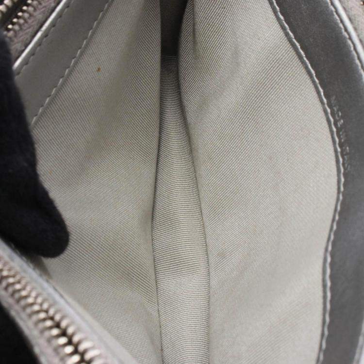 Pre Owned Chanel Coco Chevron V Stitch Silver Patent Leather  Chain Shoulder Bag