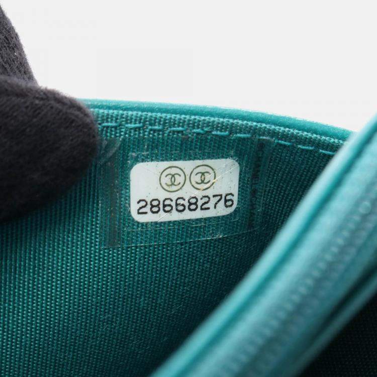 Pre Owned Chanel Boy Green Leather Wallet on Chain