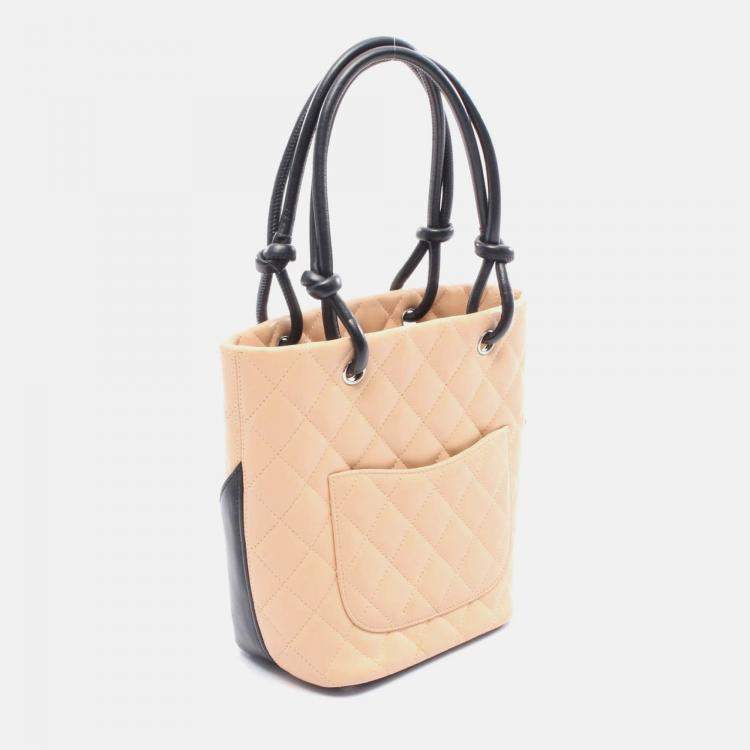 Pre Owned Chanel Coco Cambon Line Pink/Black Leather Small Tote