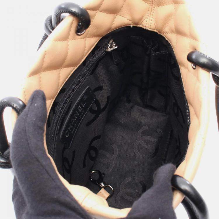 Pre Owned Chanel Coco Cambon Line Pink/Black Leather Small Tote