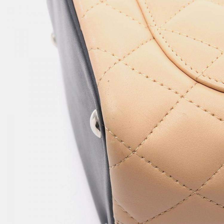 Pre Owned Chanel Coco Cambon Line Pink/Black Leather Small Tote