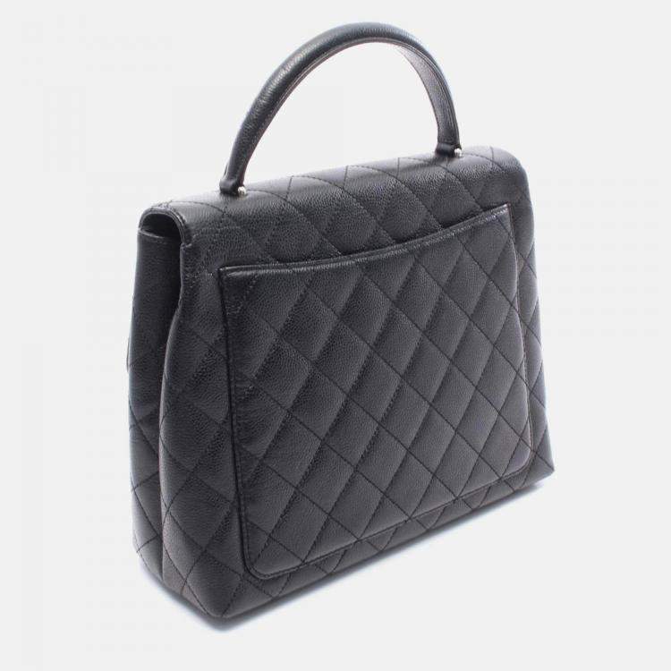 Pre Owned Chanel Kelly Black Leather Top Handle Bag