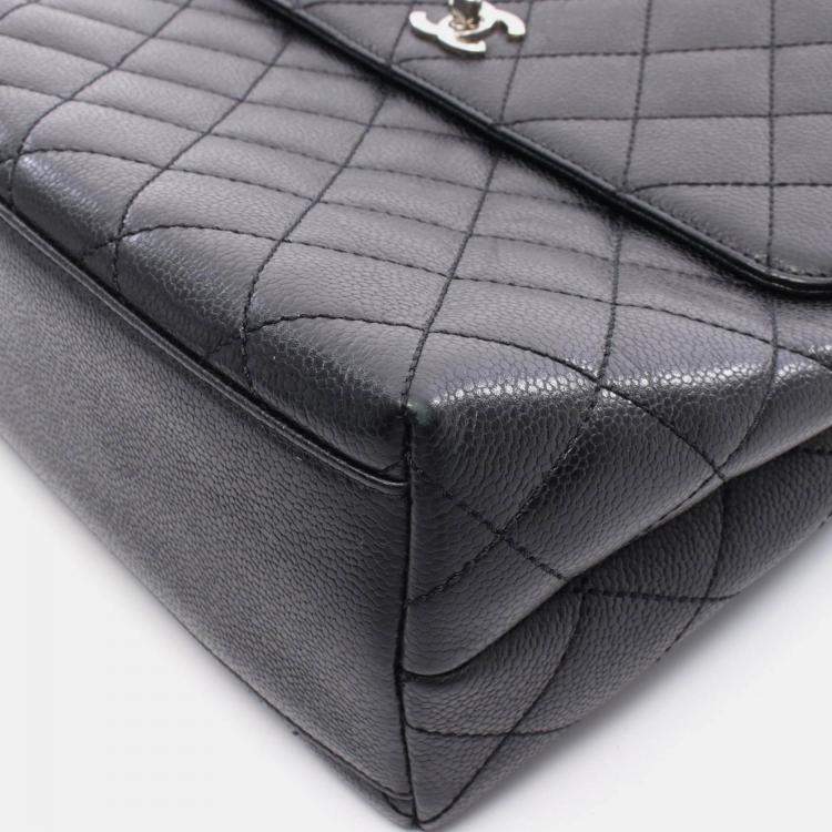 Pre Owned Chanel Kelly Black Leather Top Handle Bag