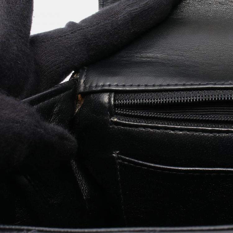 Pre Owned Chanel CC Coco Matelasse Lambskin Leather Black Top Handle Bag 