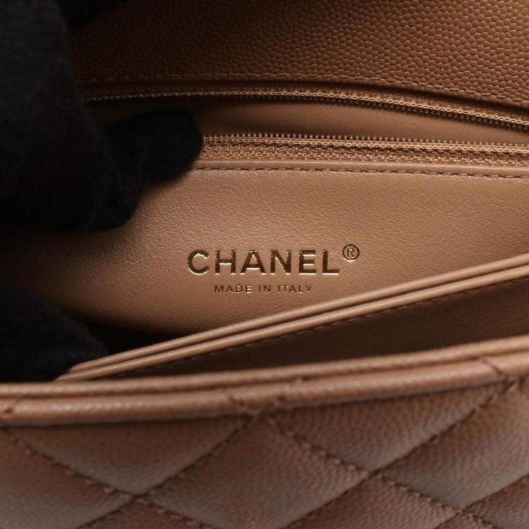 Pre Owned Chanel Coco  Matelasse  Brown Calfskin Handle Flap Shoulder Bag GHW