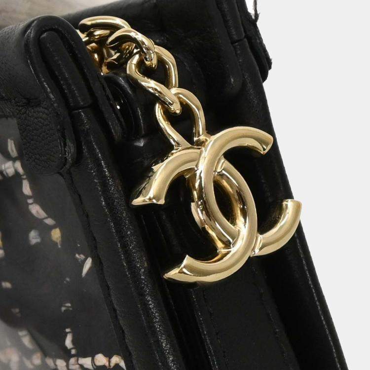 Pre Owned Chanel Black Lambskin PVC Clutch Bag