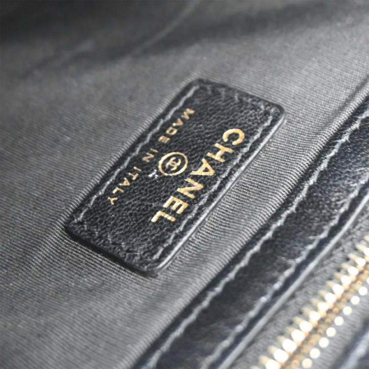 Pre Owned Chanel Black Lambskin PVC Clutch Bag