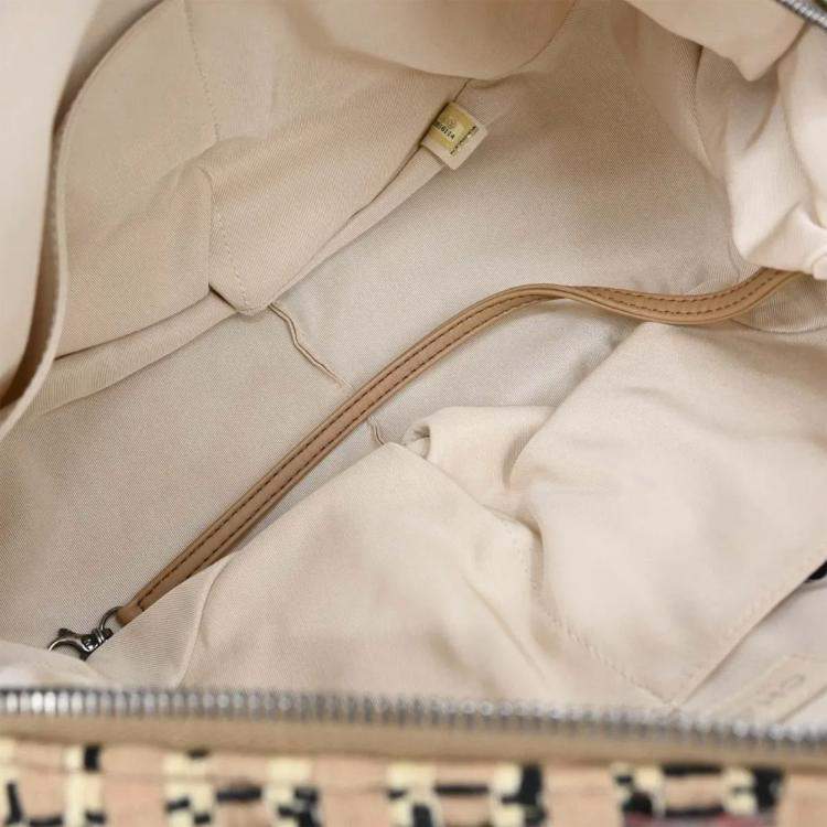 Pre Owned Chanel Beige Fabric Hobo Shoulder Bag