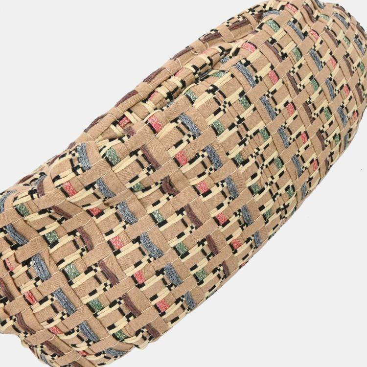 Pre Owned Chanel Beige Fabric Hobo Shoulder Bag