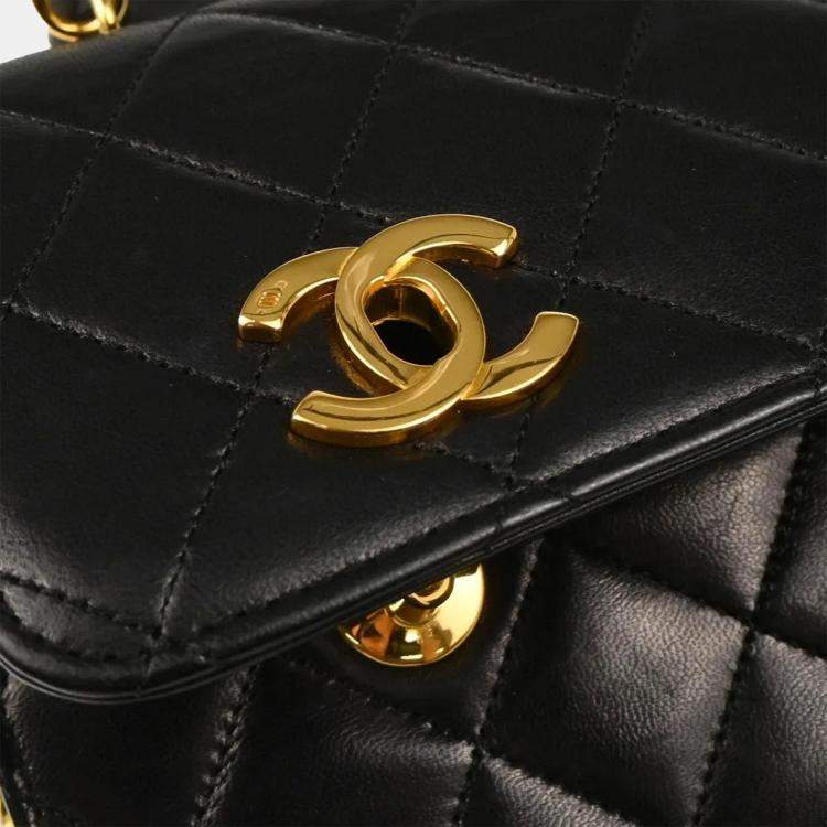 Pre Owned Chanel Black Lambskin 2way Handbag