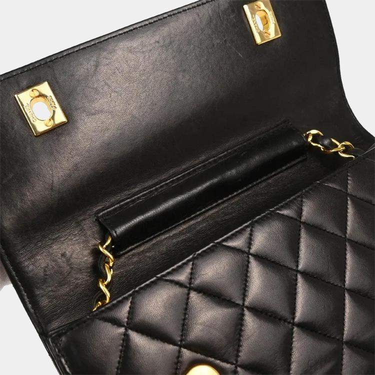 Pre Owned Chanel Black Lambskin 2way Handbag