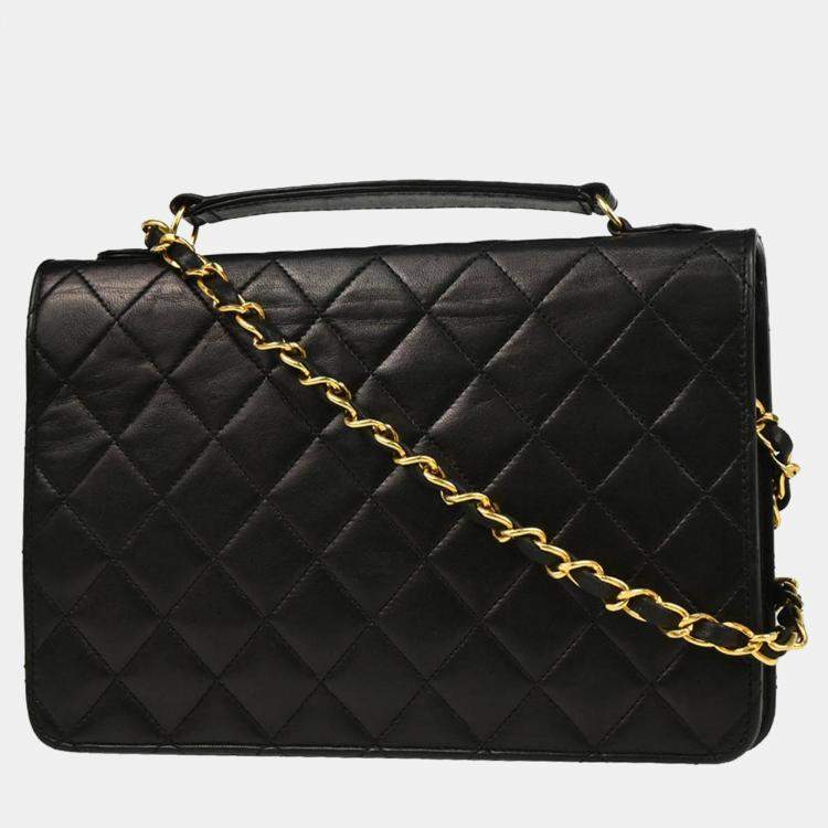 Pre Owned Chanel Black Lambskin 2way Handbag