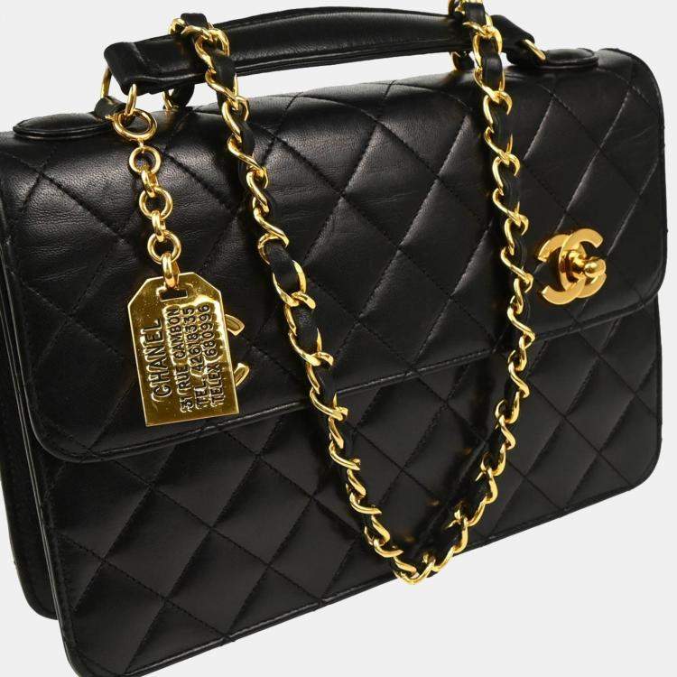 Pre Owned Chanel Black Lambskin 2way Handbag