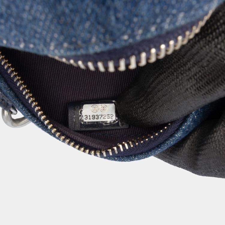 Pre Owned Chanel Blue Denim 19 Round Clutch with Chain