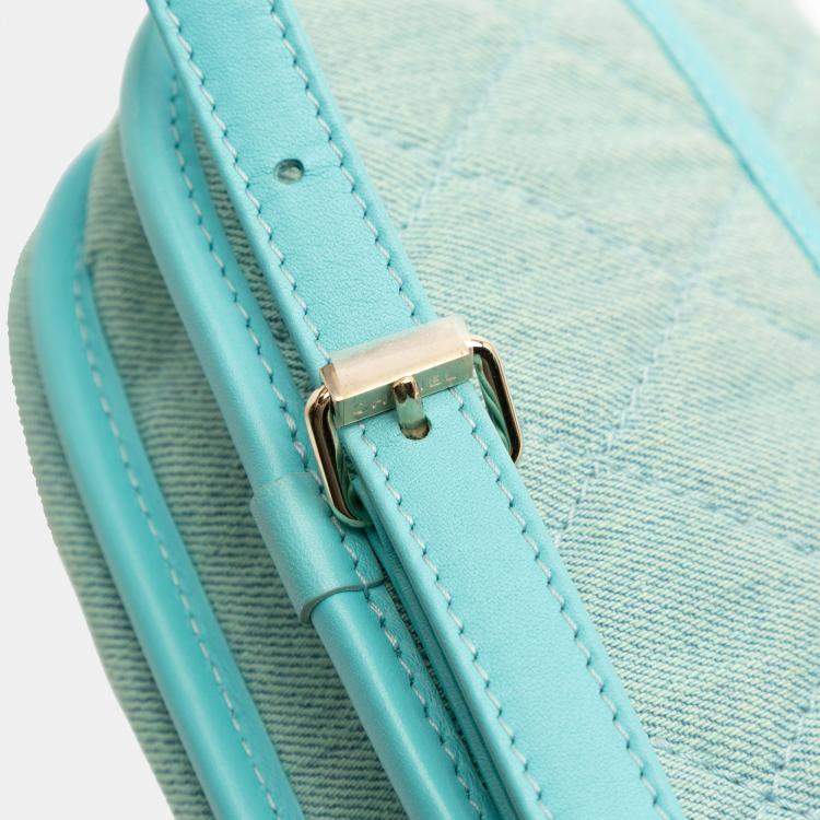 Pre Owned Chanel Blue Mini CC Quilted Denim Messenger Flap