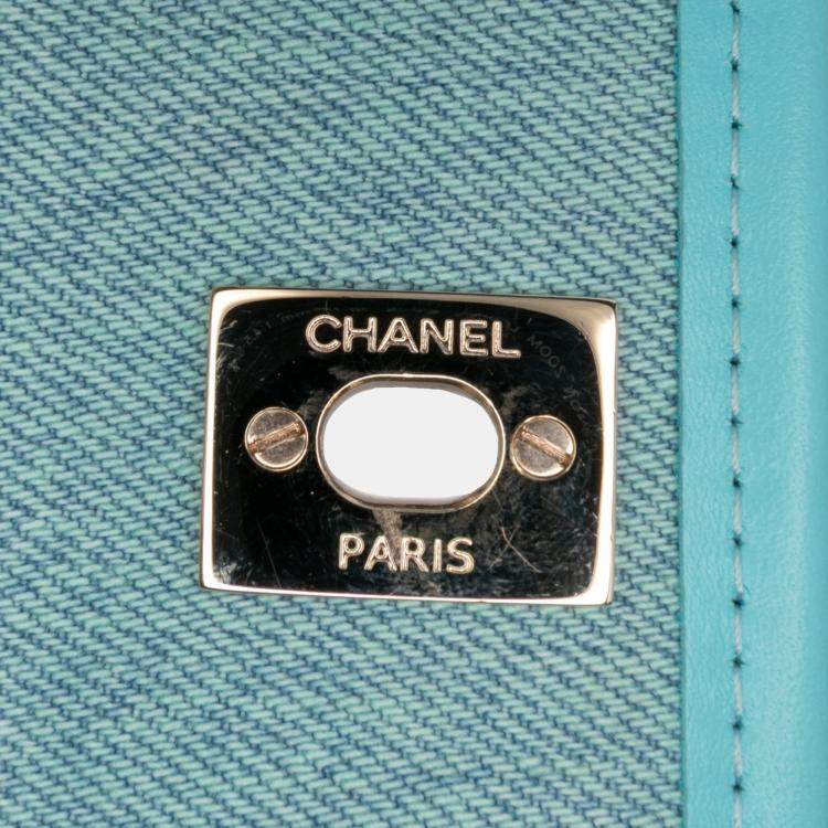 Pre Owned Chanel Blue Mini CC Quilted Denim Messenger Flap
