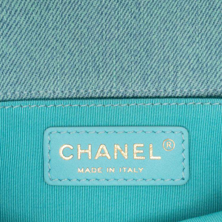 Pre Owned Chanel Blue Mini CC Quilted Denim Messenger Flap