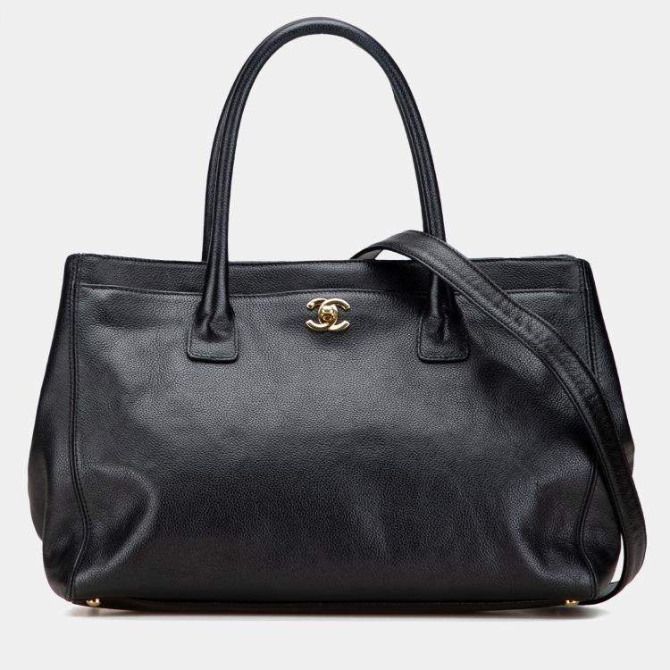 Pre Owned Chanel Black Medium Calfskin Executive Cerf Tote